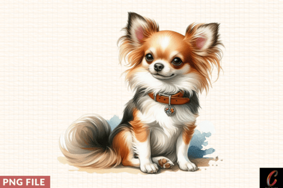 Chihuahua Dog Watercolor Illustration Pn