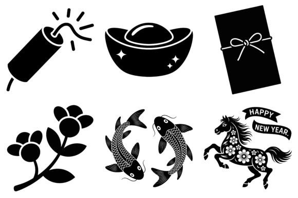 Chinese New Year Silhouette Vector Set for Creative and Practical Use