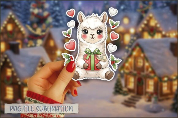 Christmas Llama Watercolor Sticker PNG: A Versatile Digital Design for Creative Projects