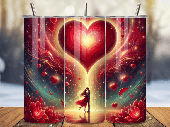 Couple Glowing Heart Valentine Tumbler