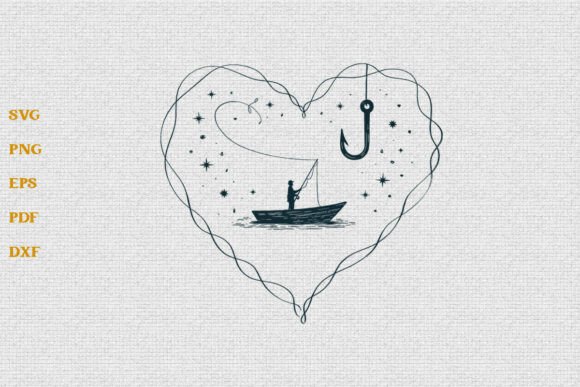 Fishing Lover Heart SVG Fisherman SVG