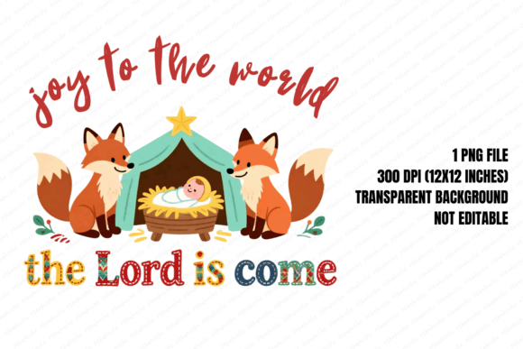 Fox Nativity Joyful Scene PNG