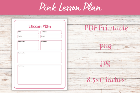 Free Pink Printable Lesson Plan