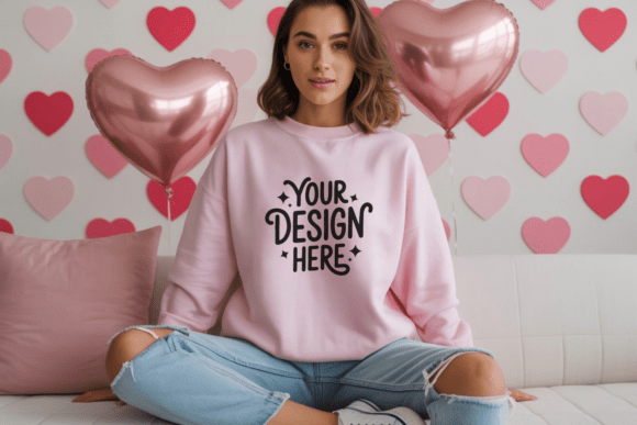 Gildan 18000 Light Pink Valentine Mockup