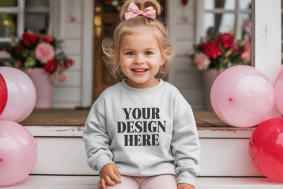 Gildan 18000B Kids Valentine Mockup 5
