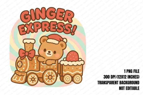 Gingerbread Train Bear PNG: A Whimsical Addition to Your Creative Projects