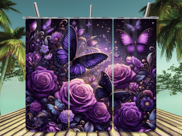 Purple Roses Crystal Butterflies Tumbler: A Stunning Design for Sublimation Enthusiasts