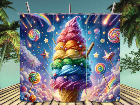 Rainbow Sherbet Sweet Cosmic Tumbler PNG: A Unique Design for Sublimation Printing