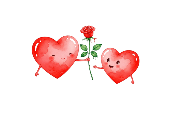 Two Happy Hearts with a Single Rose