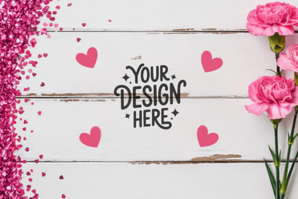 Valentine Background Flat Lay Mockup 21