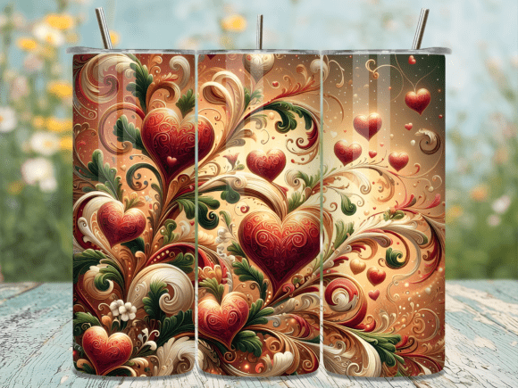 Valentines Day Floral Vine Heart Tumbler