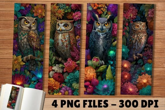 Vibrant Jewel Tone Owl Flowers Bookmark: A Creative and Practical Tool for Book Lovers and Crafters