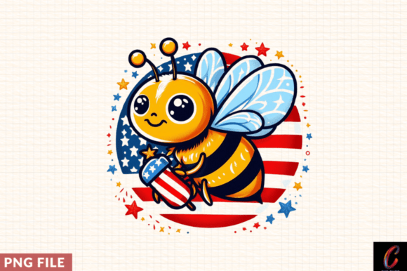 VINTAGE Bee 4th of July Clipart PNG, Bee: A Timeless Addition to Your Creative Projects