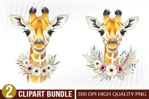 Watercolor Floral Giraffe Clipart Set: A Versatile Addition to Your Creative Toolkit