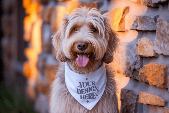 White Dog Bandana Mockup 7